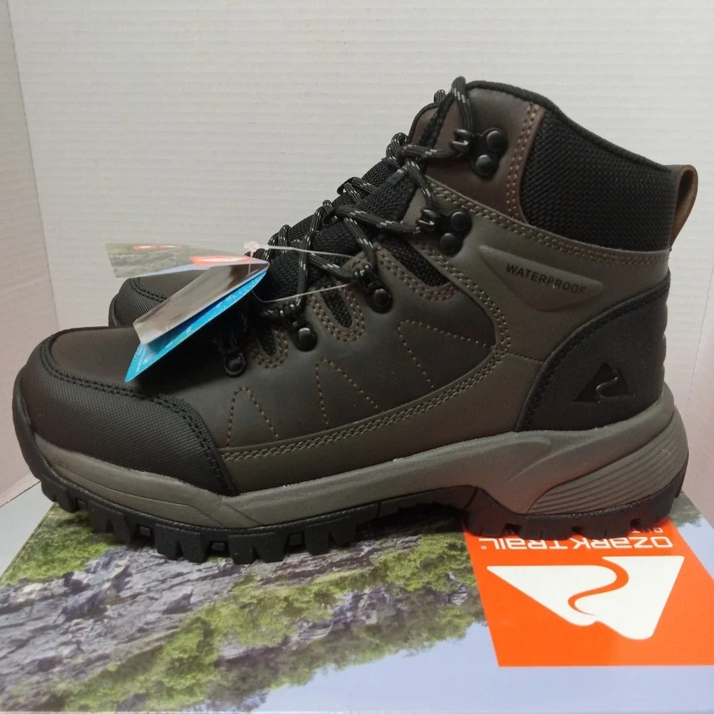 Ozark Trail OT Meadows 2.0 Men's Hiking Boots Size 8 Brown Waterproof Leather